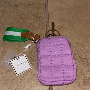 Shiraleah Lavender Quilted Keychain with Green Strap
